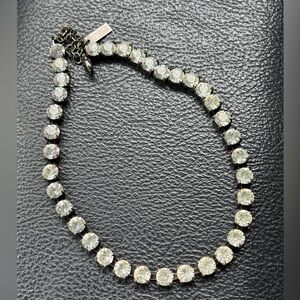 Saint Laurent crystal silver plated choker necklace